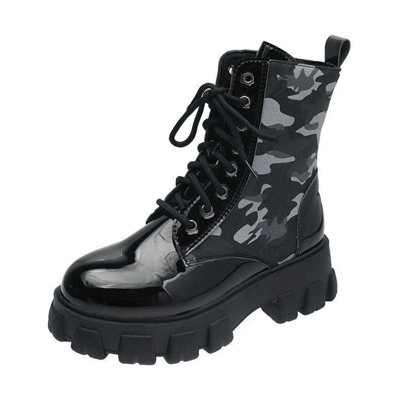 Discover the Adventure with Martin Thick-Soled Camouflage Boots