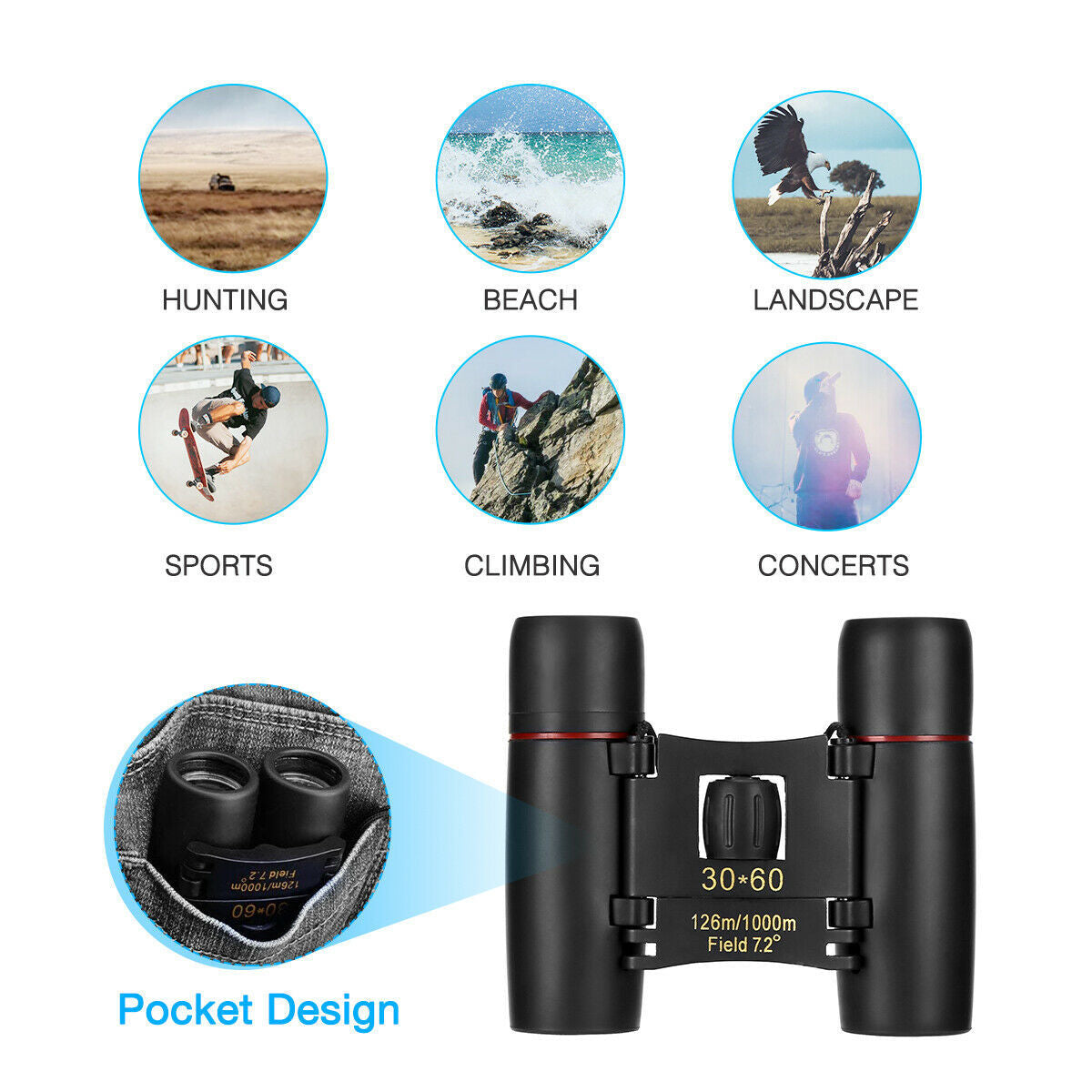 Compact Folding Telescope Hunting Binoculars