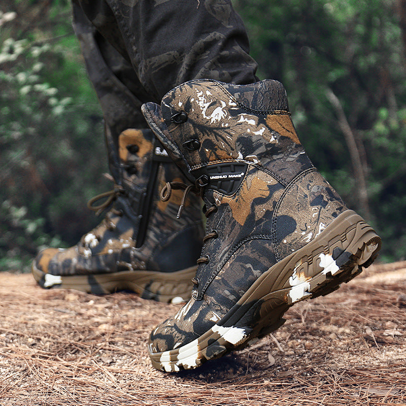 High-top camouflage waterproof boots