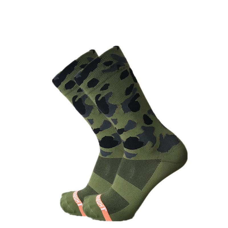Green camouflage cycling socks