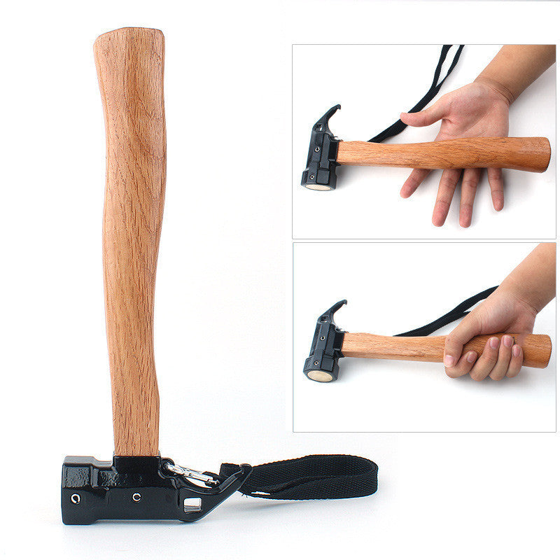 Outdoor Hammer With Wooden Handle Survival Tool