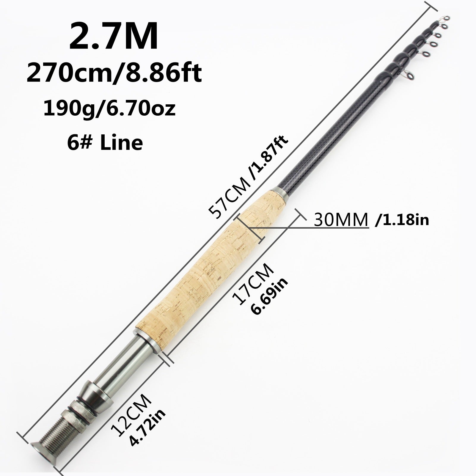 Neutral Wood Handle Fly Fishing Rod