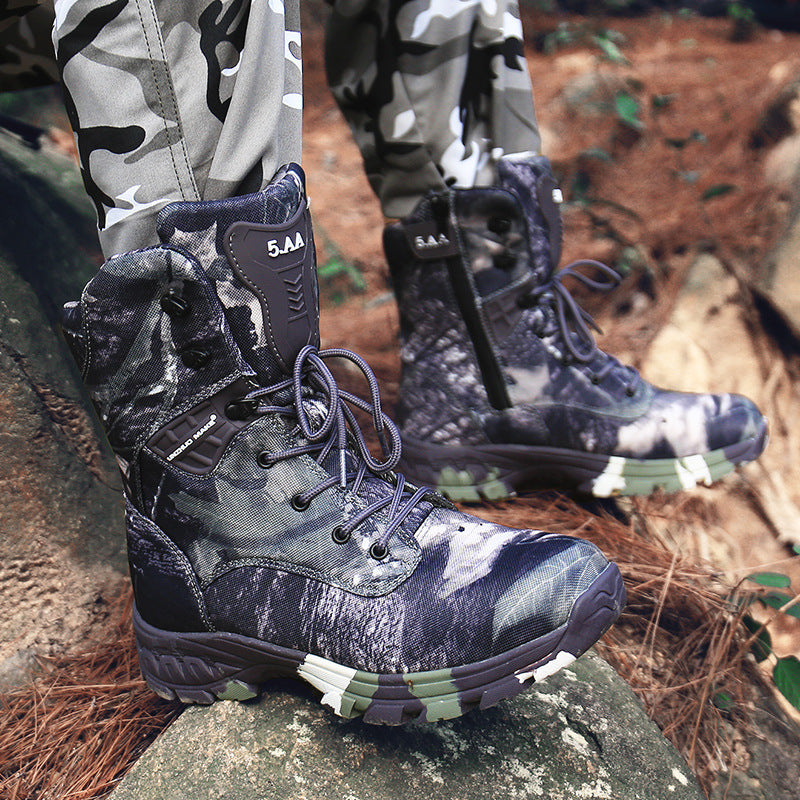 High-top camouflage waterproof boots