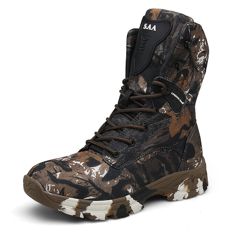 High-top camouflage waterproof boots