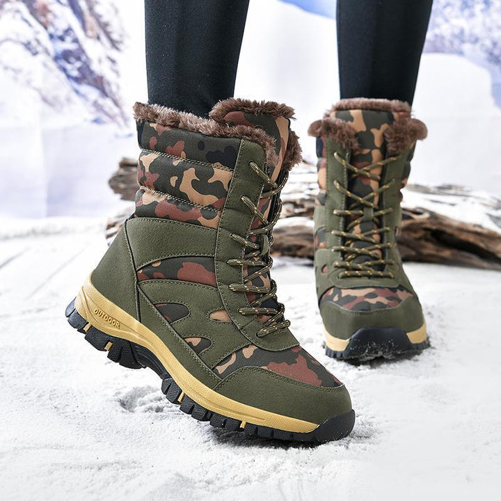 Outdoor Green Camouflage High-top Cotton Shoes