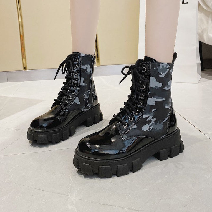 Martin thick-soled camouflage boots