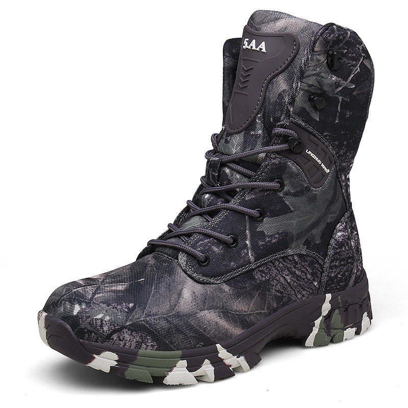 High-top camouflage waterproof boots