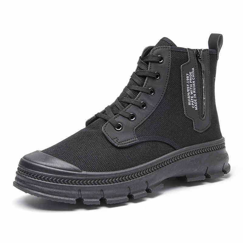Zipper High-top Thicker Work Shoes