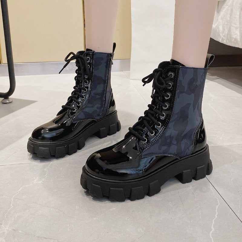 Martin thick-soled camouflage boots