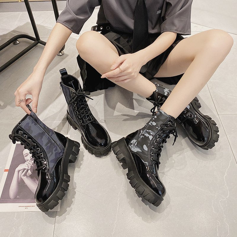 Martin thick-soled camouflage boots