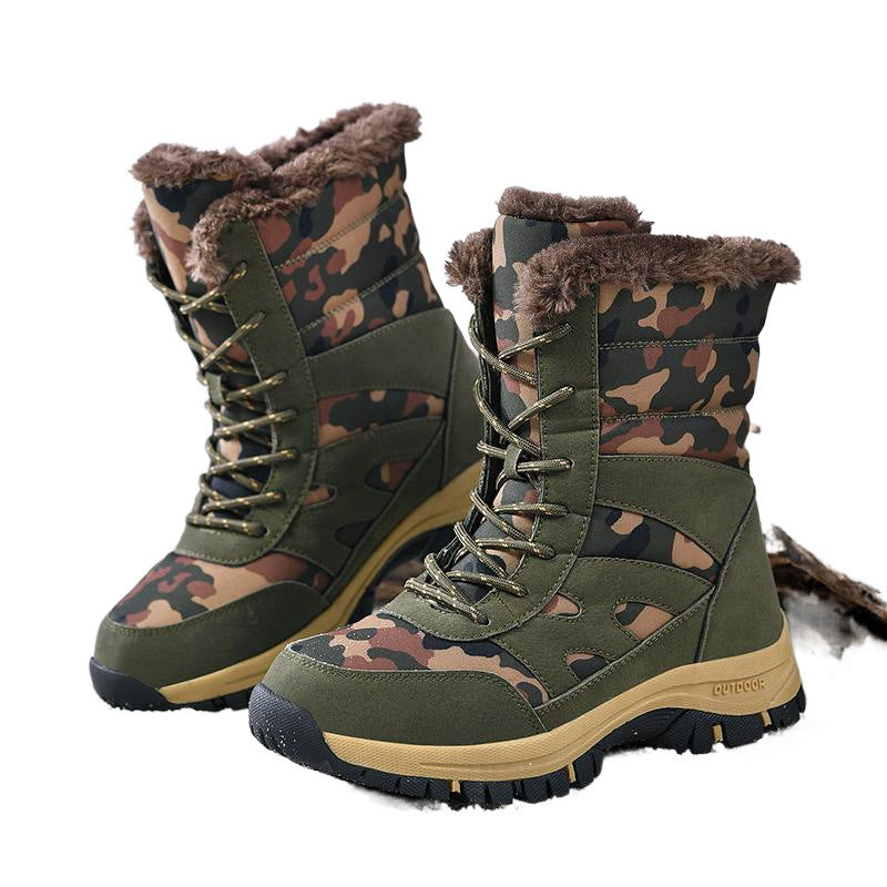 Outdoor Green Camouflage High-top Cotton Shoes