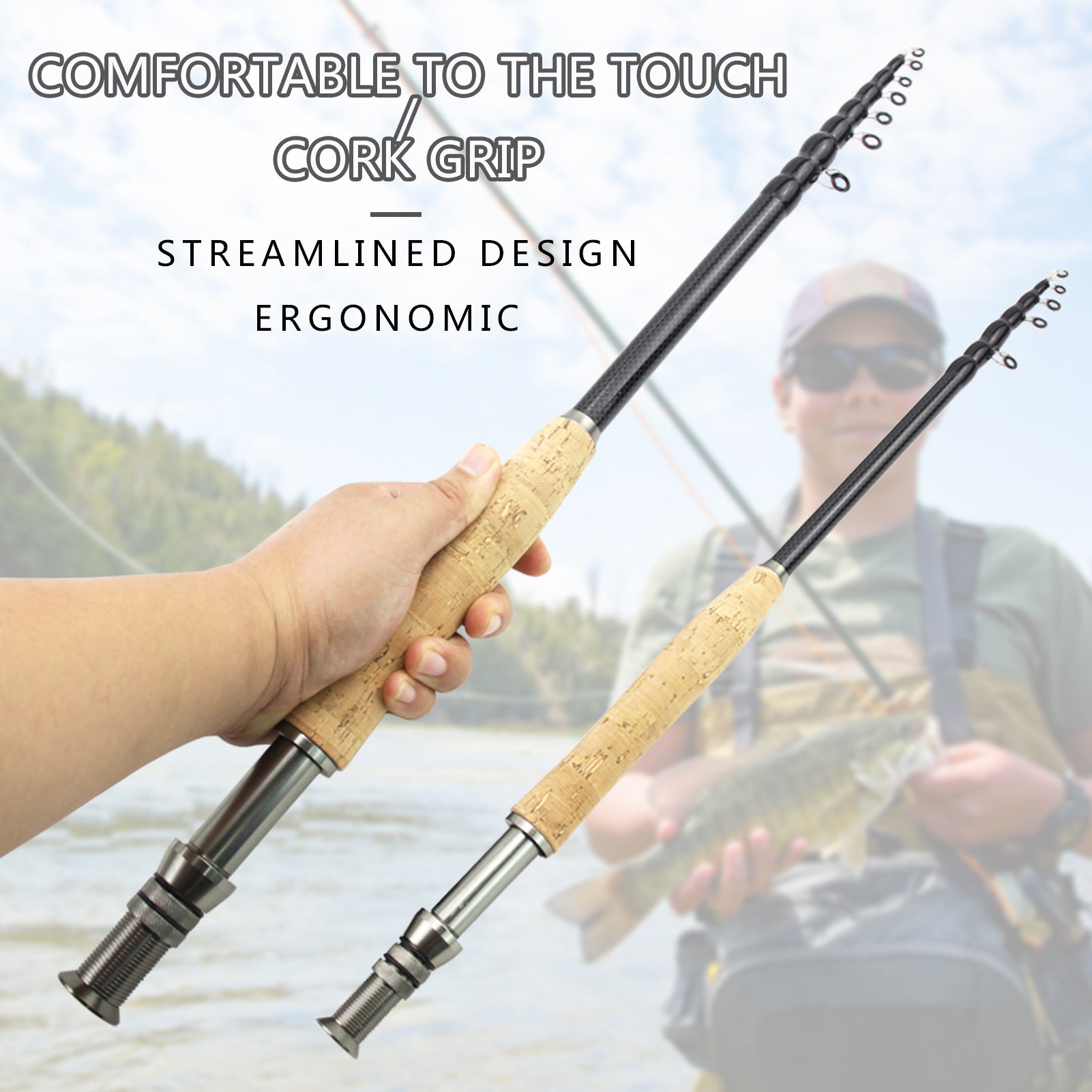 Neutral Wood Handle Fly Fishing Rod