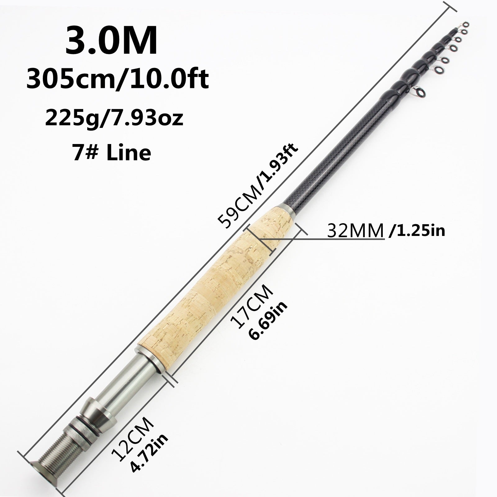 Neutral Wood Handle Fly Fishing Rod